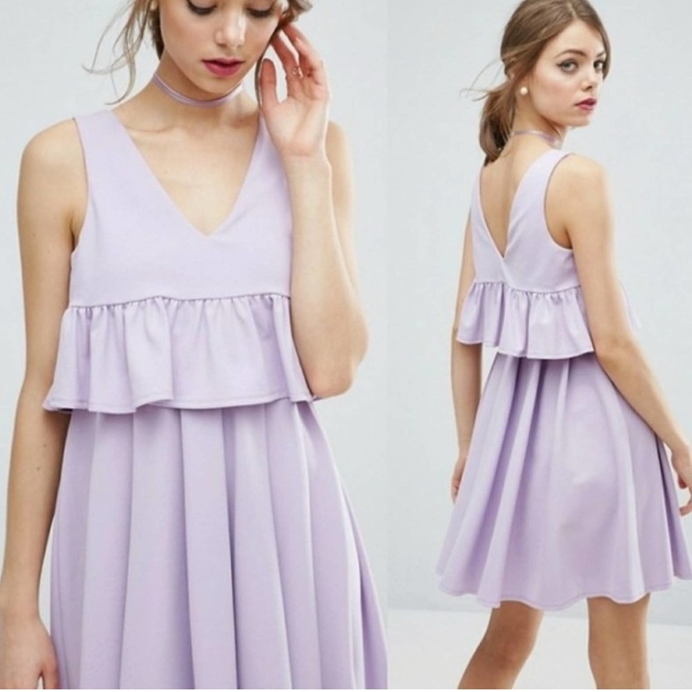 ASOS Purple Ruffled Peplum Sundress